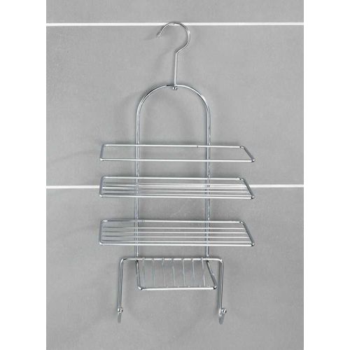 Serviteur De Douche 3 Tablettes Et 2 Crochets En Métal - Argent