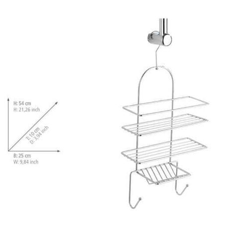 Serviteur De Douche 3 Tablettes Et 2 Crochets En Métal - Argent