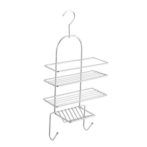 Serviteur De Douche 3 Tablettes Et 2 Crochets En Métal - Argent