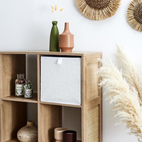 Lot De 2 Cubes De Rangement Pliable Bouclette - 30 X 30 Cm - Beige