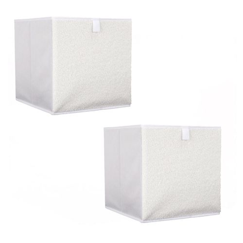 Lot De 2 Cubes De Rangement Pliable Bouclette - 30 X 30 Cm - Beige