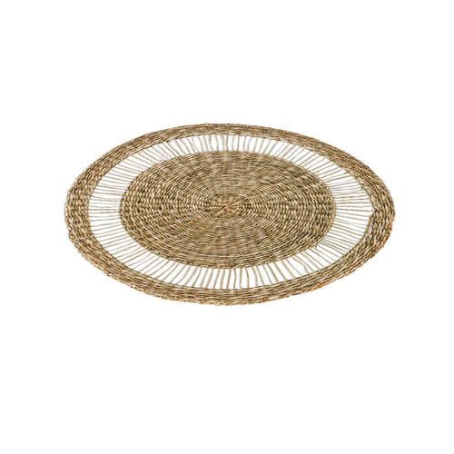 Lot De 6 Sets De Table Rond En Roseau Tressé - Diam 38 Cm - Beige