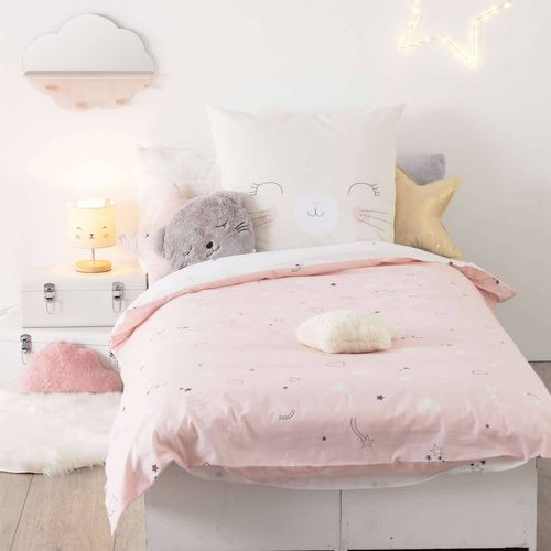 Parure De Lit Enfant Chat - 100% Coton 57 Fils - 140 X 200 Cm