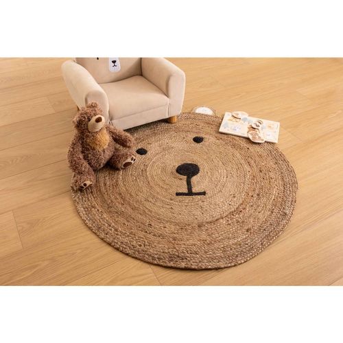 Tapis Enfant Rond Ourson - Diam 100 Cm - Jute