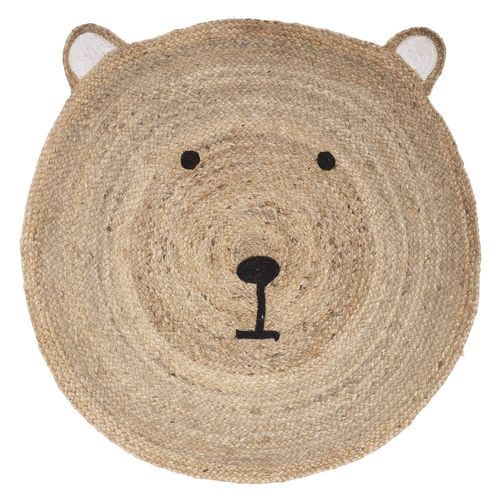 Tapis Enfant Rond Ourson - Diam 100 Cm - Jute