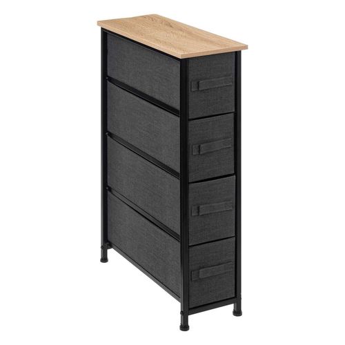 Rangement 4 Tiroirs Tissu - Gris Foncé