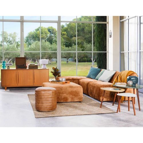 Lot De 3 Tables D'appoint Design Mileo - Vert, Ocre Et Blanc