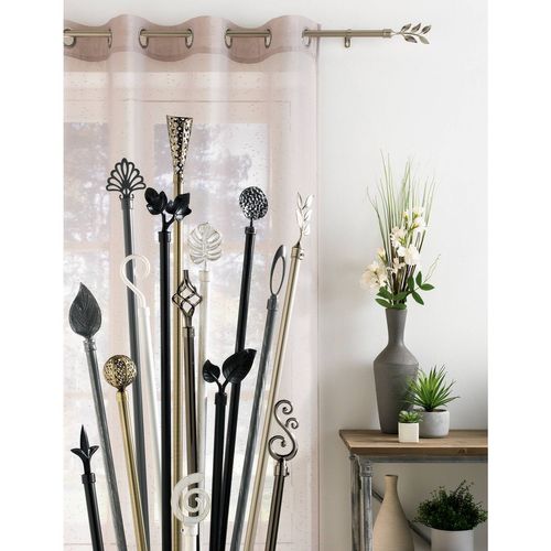 Kit De Tringle à Rideaux Extensible Disque Martelé - L120 /l210 Cm - Patine Noir