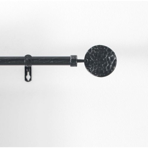 Kit De Tringle à Rideaux Extensible Disque Martelé - L120 /l210 Cm - Patine Noir