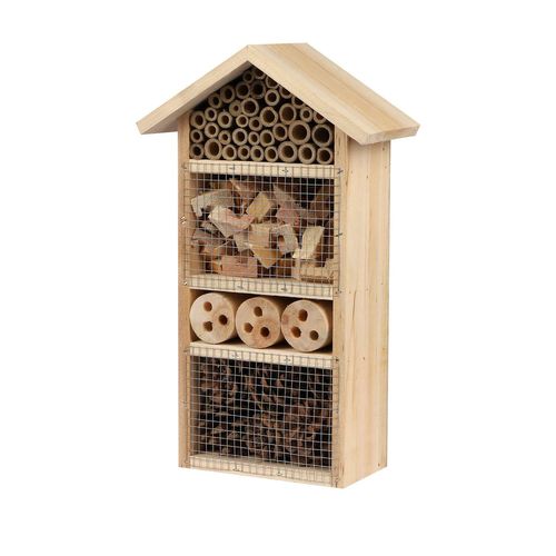 Hôtel à Insectes En Bois Naturel 30x22cm - Maison Pour Abeilles, Coccinelles Et Papillons