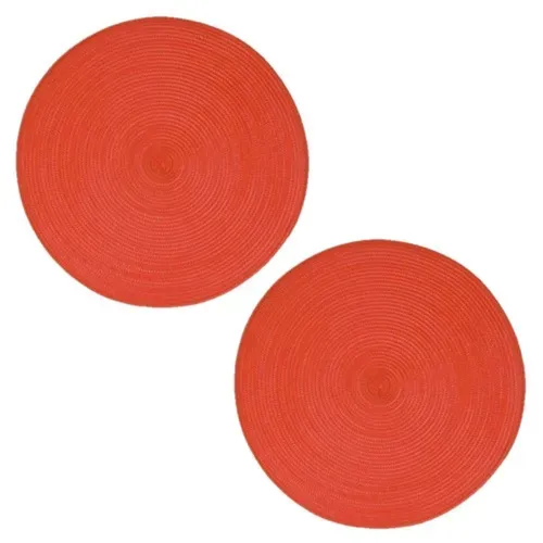 Lot De 2 Sets De Table Tressés Ronds - Diam. 38 Cm - Rouge