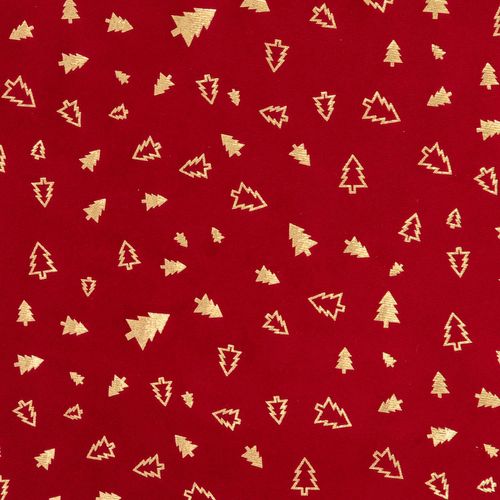 Chemin De Table De Noël Sapin Effet Velours - Rouge Et Doré