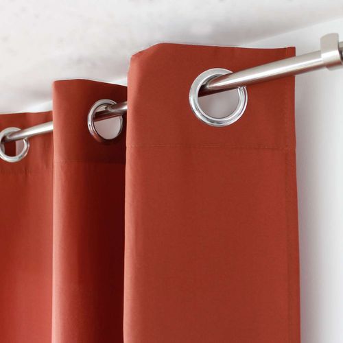 Rideau Occultant Thermique 135 X 240 Cm à Œillets Dos Enduit Uni Taupe