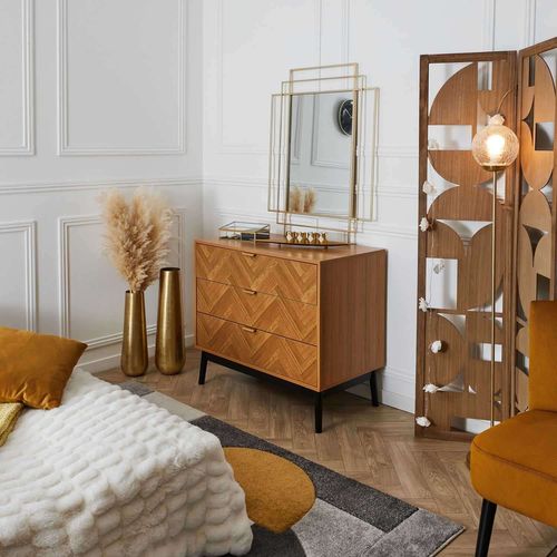 Commode 3 Tiroirs En Bois Felix - Marron Et Noir