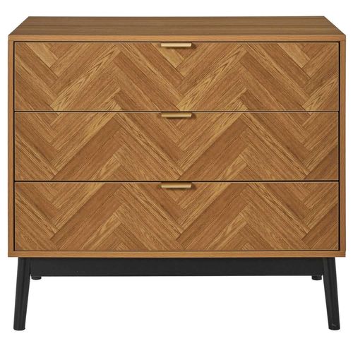 Commode 3 Tiroirs En Bois Felix - Marron Et Noir