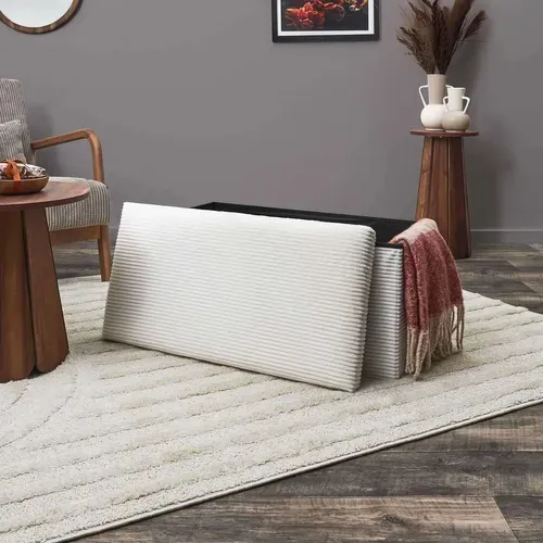 Banc De Rangement Pliable Effet Côtelé Drammen - Beige