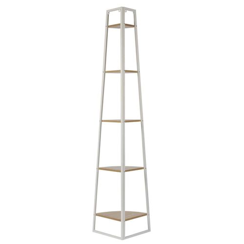 Etagère D'angle 5 Niveaux En Bois Et Métal Edison - Blanc Et Marron