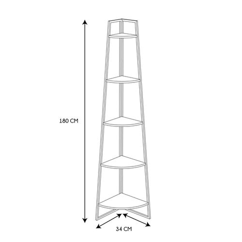 Etagère D'angle 5 Niveaux En Bois Et Métal Edison - Blanc Et Marron