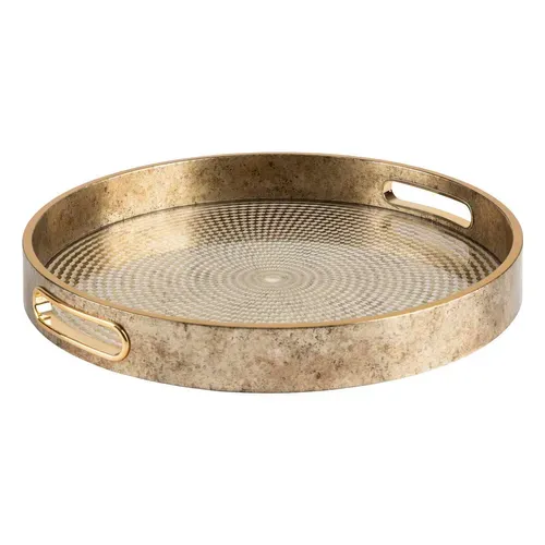 Lot De 2 Plateaux En Verre Et Résine - Doré