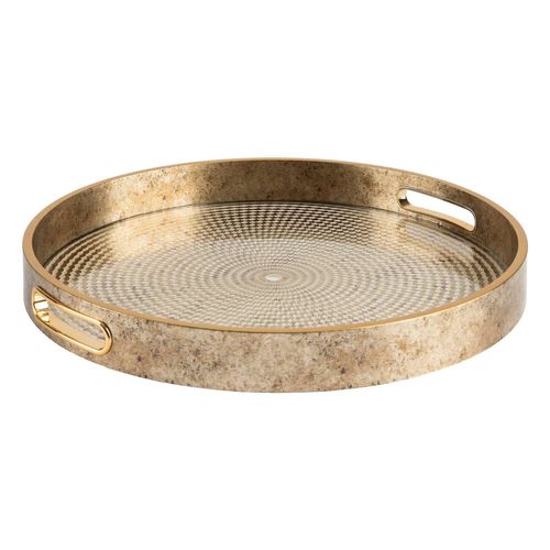 Lot De 2 Plateaux En Verre Et Résine - Doré