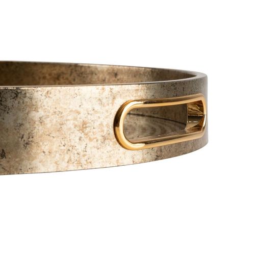 Lot De 2 Plateaux En Verre Et Résine - Doré