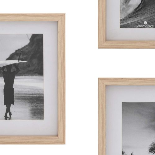 Lot De 5 Cadres Photos En Bois - Beige
