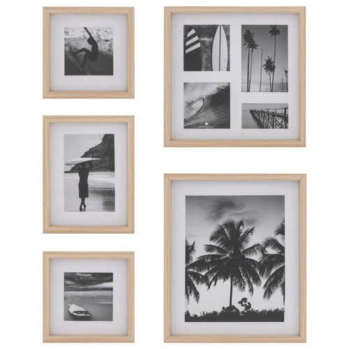 Lot De 5 Cadres Photos En Bois - Beige