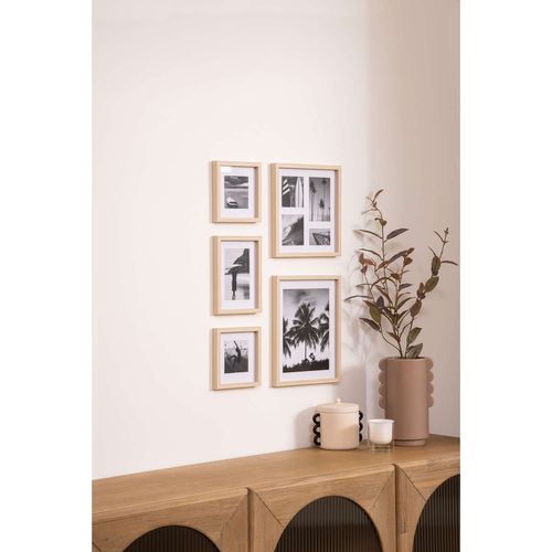 Lot De 5 Cadres Photos En Bois - Beige