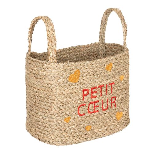 Lot De 3 Paniers En Osier Assortis Motifs Cœur - Beige