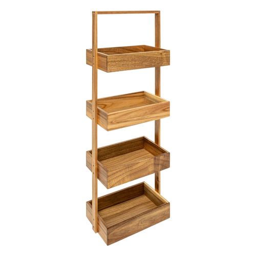 étagère Fine 4 Niveaux En Acacia - Marron