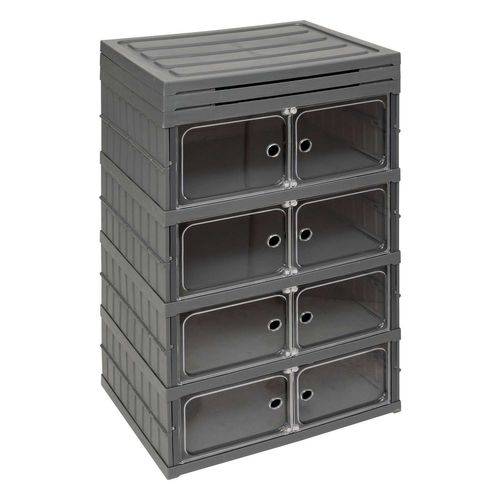 Tour De Rangement Pliable Avec 6 étages En Plastique - Gris