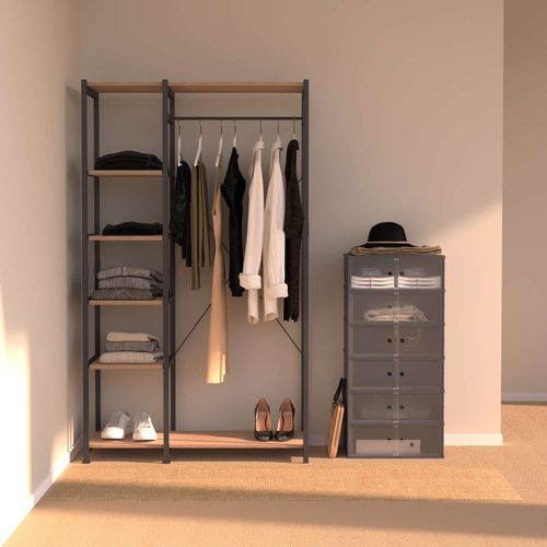 Tour De Rangement Pliable Avec 6 étages En Plastique - Gris