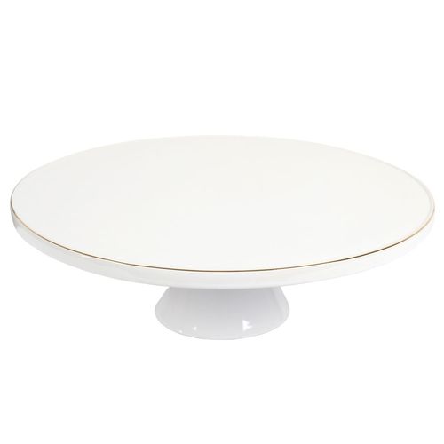 Support à Gâteau En Porcelaine - Blanc Et Doré