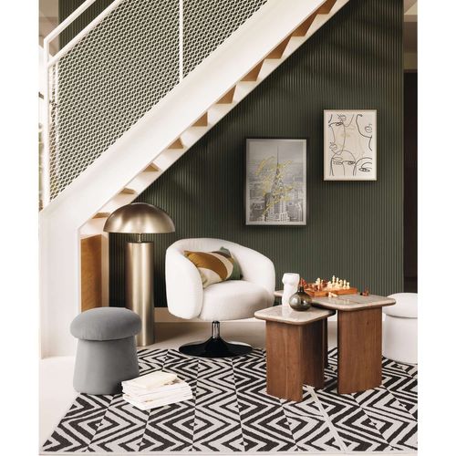 Fauteuil Design Pivotant Edith | 73cm Blanc | Tissu Bouclette Polyester | Paris Prix