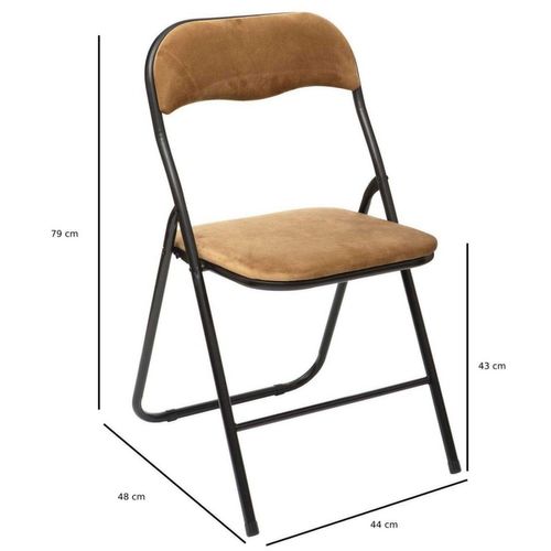 Lot De 2 Chaises Pliantes Effet Velours - Ocre Doré