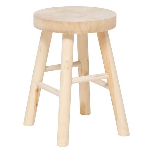Tabouret D'appoint En Bois Massif Nyar - Beige
