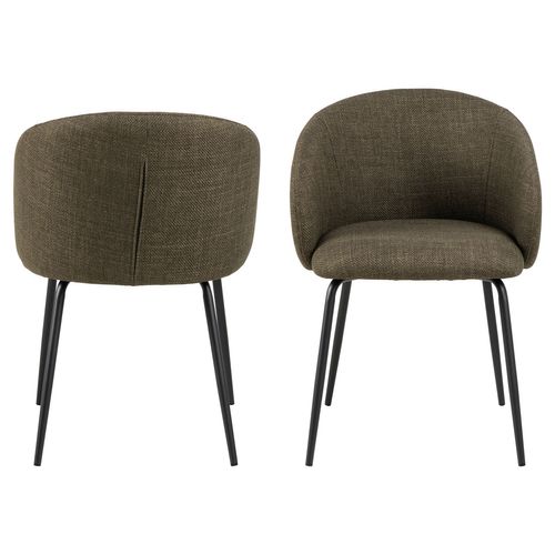 Lot De 2 Chaises En Tissu Avec Accoudoirs Sören - Kaki Avec Pieds Noirs