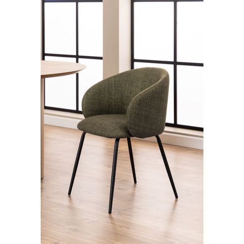 Lot De 2 Chaises En Tissu Avec Accoudoirs Sören - Kaki Avec Pieds Noirs