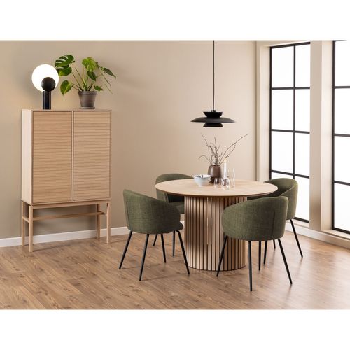 Lot De 2 Chaises En Tissu Avec Accoudoirs Sören - Kaki Avec Pieds Noirs