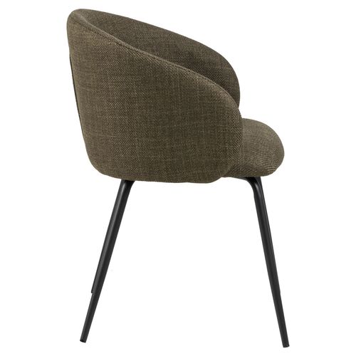 Lot De 2 Chaises En Tissu Avec Accoudoirs Sören - Kaki Avec Pieds Noirs