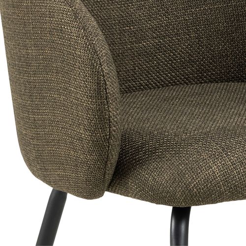 Lot De 2 Chaises En Tissu Avec Accoudoirs Sören - Kaki Avec Pieds Noirs