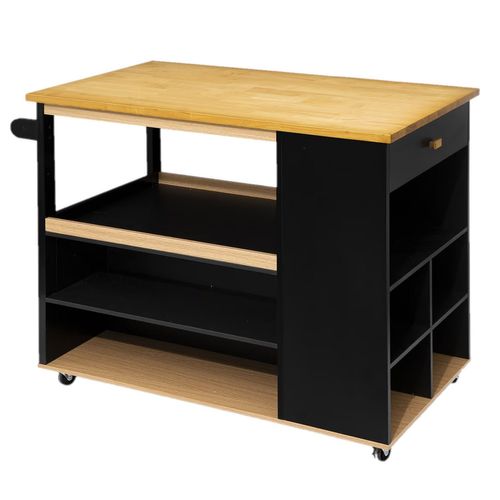 Ilot De Cuisine à Roulettes - Noir Et Beige