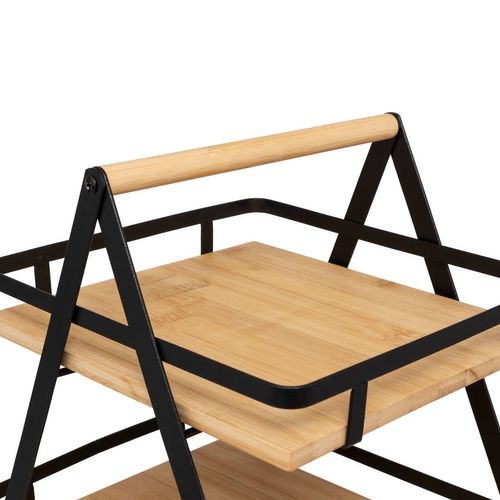 étagère 2 Niveaux Avec Anse En Bambou Et Métal Ordera - Beige Et Noir