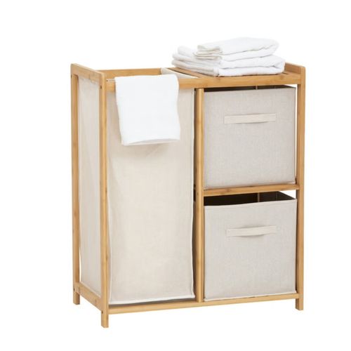 Étagère Avec 1 Panier à Linge Et 2 Paniers De Rangement Tidy Box - Beige