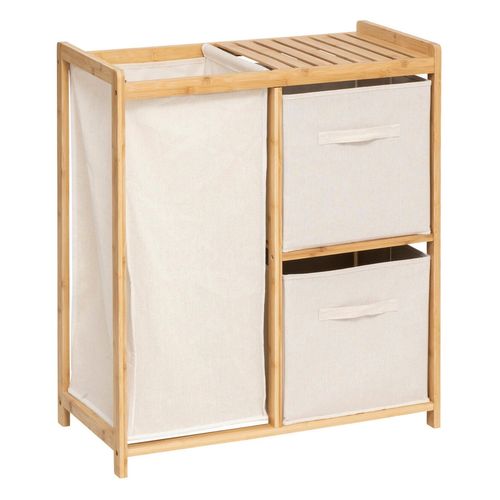 Étagère Avec 1 Panier à Linge Et 2 Paniers De Rangement Tidy Box - Beige