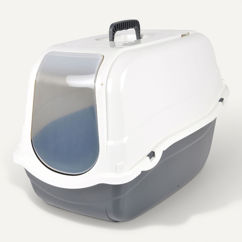 Maison De Toilette Litière Pour Chat Ugo - Blanc Et Gris Anthracite