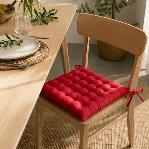Lot De 2 Galettes De Chaise Tressées - 40 X 40 Cm - Rouge