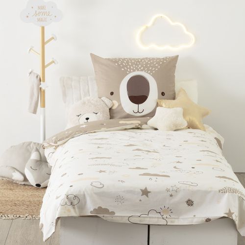 Parure De Couette 140 X 200 "ours" Réversible 100% Coton / 57 Fils/cm² - Multicolor - 140x200 Cm