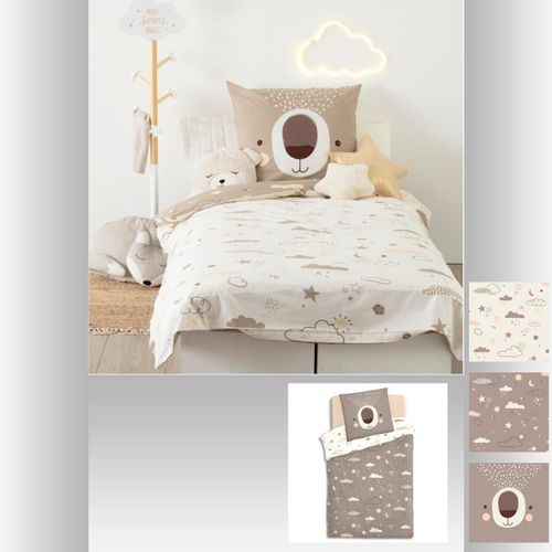 Parure De Couette 140 X 200 "ours" Réversible 100% Coton / 57 Fils/cm² - Multicolor - 140x200 Cm