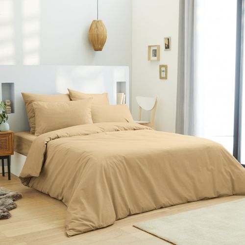 Housse De Couette Unie Taupe 260 X 240 Cm / 100% Coton / 57 Fils/cm² - Beige - 260x240 Cm